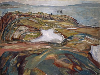 海岸の風景、1918 年。 作： Edvard Munch