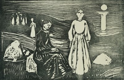 夏の夜の海岸の女性（SSH。339） 作： Edvard Munch