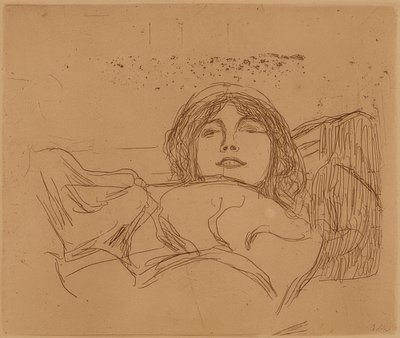 若い女性。 1896 作： Edvard Munch