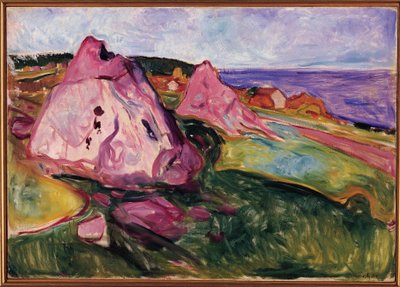 風景、バイオレット・ロック 作： Edvard Munch