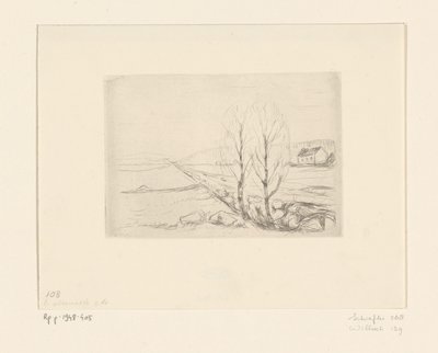 家のある風景 ノルウェーの風景（原題） 作： Edvard Munch