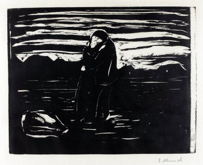 エドヴァルド・ムンク（1863-1944）の「野原のキス」プリント 作： Edvard Munch