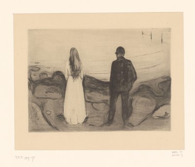 海岸に立つ男女 ふたり（原題） 作： Edvard Munch