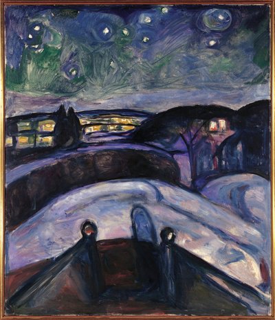 ノルウェー、オスロ、星降る夜 作： Edvard Munch