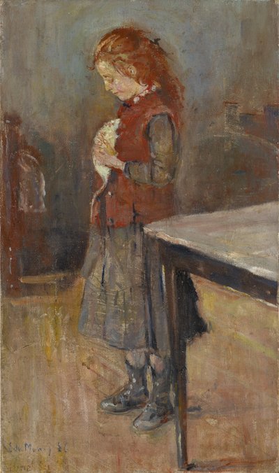 白いネズミと赤毛の少女、1886 作： Edvard Munch
