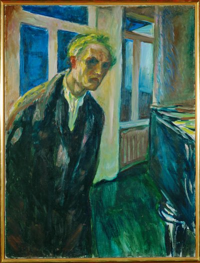 自画像。夜（キャンバスに描く） 作： Edvard Munch
