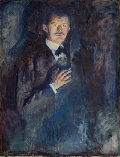 タバコを持つ自画像 作： Edvard Munch