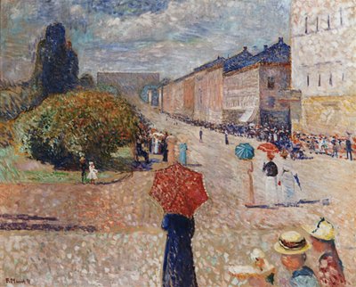 カールヨハンストリートの春の日 作： Edvard Munch