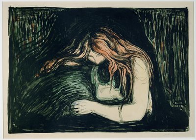 ヴァンパイアII（手彩色リトグラフ） 作： Edvard Munch