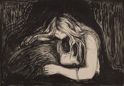 ヴァンパイアII。 1895-1902 作： Edvard Munch