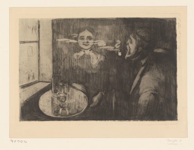 テーブルでパイプを吸う女性と男性 Tête-à-Tête（原題） 作： Edvard Munch