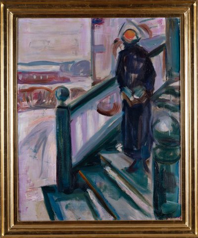 ベランダの女性（キャンバスに油彩） 作： Edvard Munch