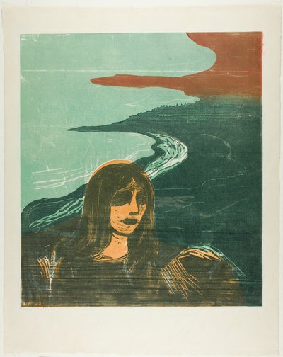 岸辺に立つ女性の頭 作： Edvard Munch