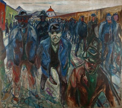 帰宅途中の労働者たち」展 ムンク、エドヴァルド（1863-1944）。キャンバスに油彩、サイズ：227x201 作： Edvard Munch