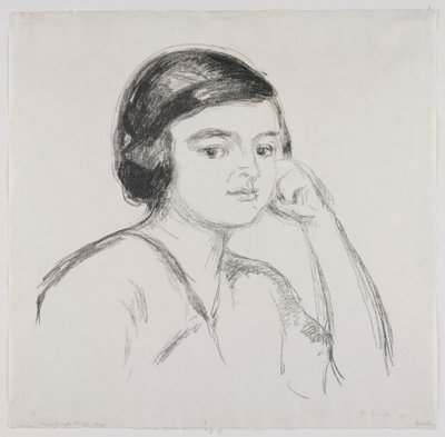 頬に手を当てた若い女性 作： Edvard Munch