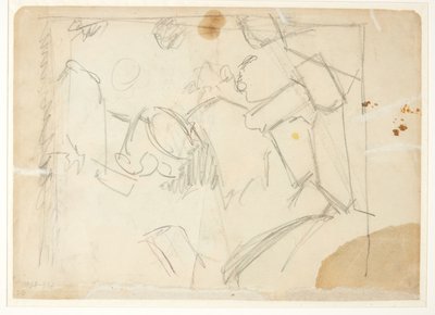 風景の草案、踊る 3 人の人物を暗示 作： Edvard Weie
