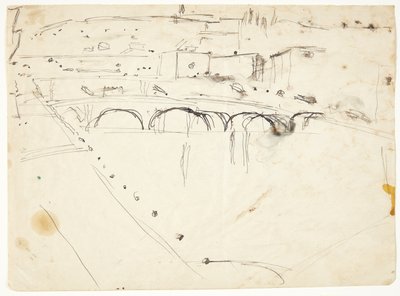 ルンガルノの窓から川越しにサント・スピリトとサン・ミニアートの丘、フィレンツェを望む 作： Edvard Weie