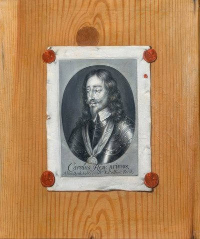 イギリスのチャールズ1世の肖像画が描かれたトロンプルイユ 作： Edwaert Collier