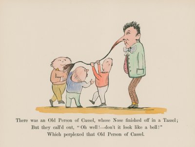 鼻をタッセルで飾ったカッセルの老人がいた（彩色エングレーヴィング） 作： Edward (after) Lear