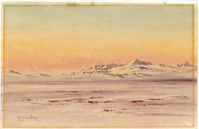 南極沿岸の風景、1901〜04年（紙にトイレ） 作： Edward Adrian Wilson
