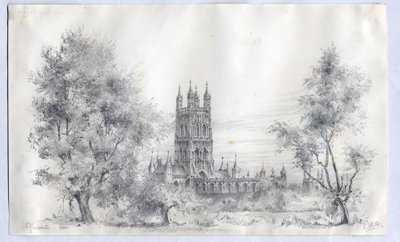 グロスター大聖堂、1900 作： Edward Adrian Wilson