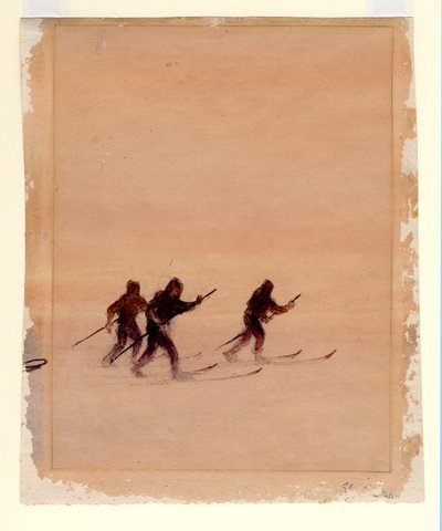 スキーをする男性、1901〜04年（紙にトイレ） 作： Edward Adrian Wilson