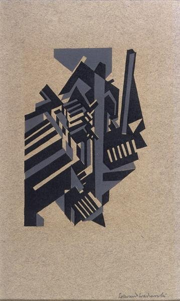 ブラッドフォード：町の眺め、1914年頃（木版画）（155399も参照） 作： Edward Alexander Wadsworth