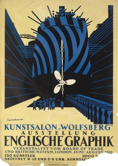 貿易委員会と大英博物館のための英語のグラフィック展のドイツのポスター 作： Edward Alexander Wadsworth