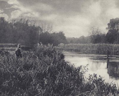 レックフォード・オン・ザ・テストの浅瀬（モノクロ写真） 作： Edward Alfred Barton