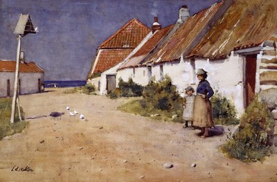 ドブコットのある海辺のコテージ（紙に水彩画） 作： Edward Arthur Walton