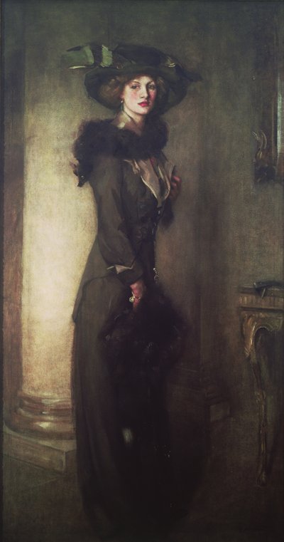 ビーバー帽子、1912年 作： Edward Arthur Walton