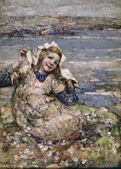 By the Seaside（油彩・キャンバス 作： Edward Atkinson Hornel
