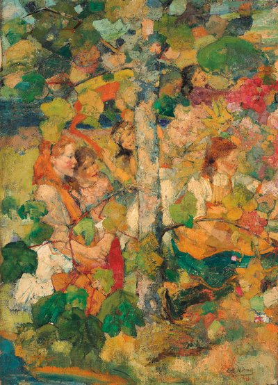木の周りで踊る子供たち 作： Edward Atkinson Hornel