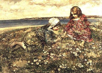 サクラソウの採集 作： Edward Atkinson Hornel