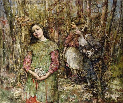 スノードロップの採集 作： Edward Atkinson Hornel