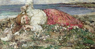 ハッピーサマー（油彩・キャンバス 作： Edward Atkinson Hornel