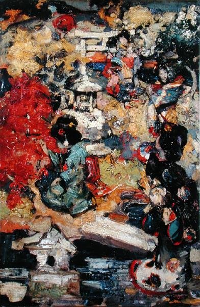 庭園の中の日本の人物 作： Edward Atkinson Hornel
