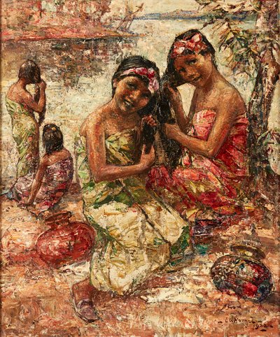 イラワジ川のほとりで（キャンバスに油彩） 作： Edward Atkinson Hornel