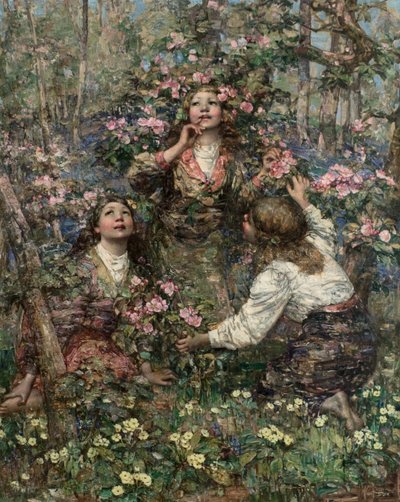 ブラックバードの歌」1908年頃（油彩・キャンバス 作： Edward Atkinson Hornel