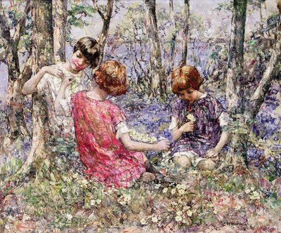 The Primrose Chain（油彩・キャンバス 作： Edward Atkinson Hornel