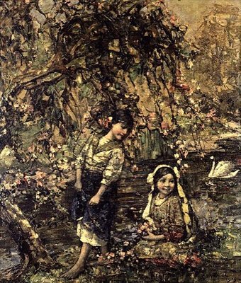白鳥の池 作： Edward Atkinson Hornel