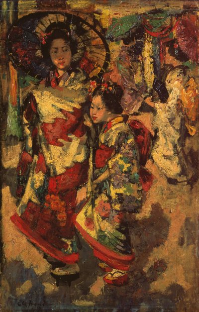 二人のゲイシャガール 作： Edward Atkinson Hornel