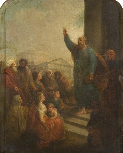 アテネで説教する聖パウロ（ブリストルのポートランド・スクエアにある聖パウロ教会の祭壇画のための習作、または縮小レプリカ）（油彩・キャンバス 作： Edward Bird