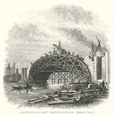 ウォータールー・ブリッジのアーチのセンタリング（彫刻 作： Edward Blore