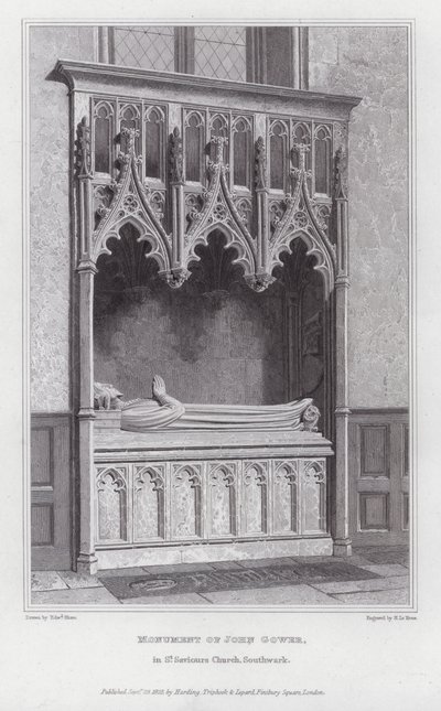サザークのSt Saviours ChurchにあるJohn Gowerの記念碑（彫刻 作： Edward Blore