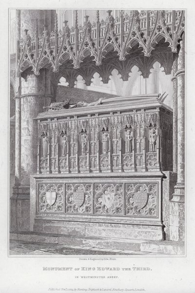 ウェストミンスター寺院にあるエドワード3世の記念碑（彫刻 作： Edward Blore