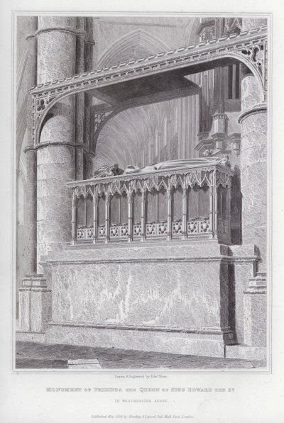 ウェストミンスター寺院にあるエドワード3世の王妃フィリッパの記念碑（彫刻 作： Edward Blore