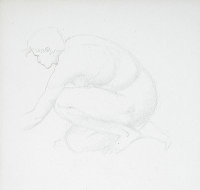 しゃがむ女性裸体 作： Edward Burne-Jones