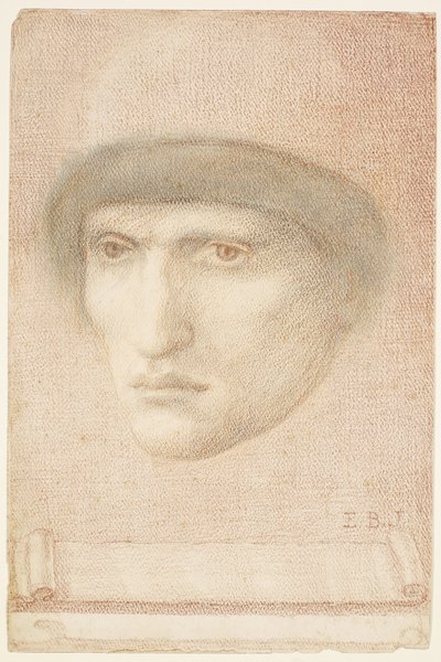 男性の肖像-おそらくダンテまたはセントジョージシリーズの勉強 作： Edward Burne Jones