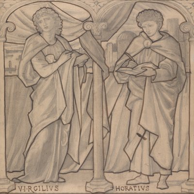 ステンドグラスの窓、ウェルギリウスとホレスの予備デザイン 作： Edward Burne-Jones